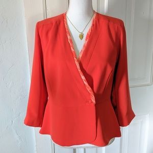 CAbi Style 216 Jane Jacket Peplum Wrap Blazer Jacket Orange Women's 4